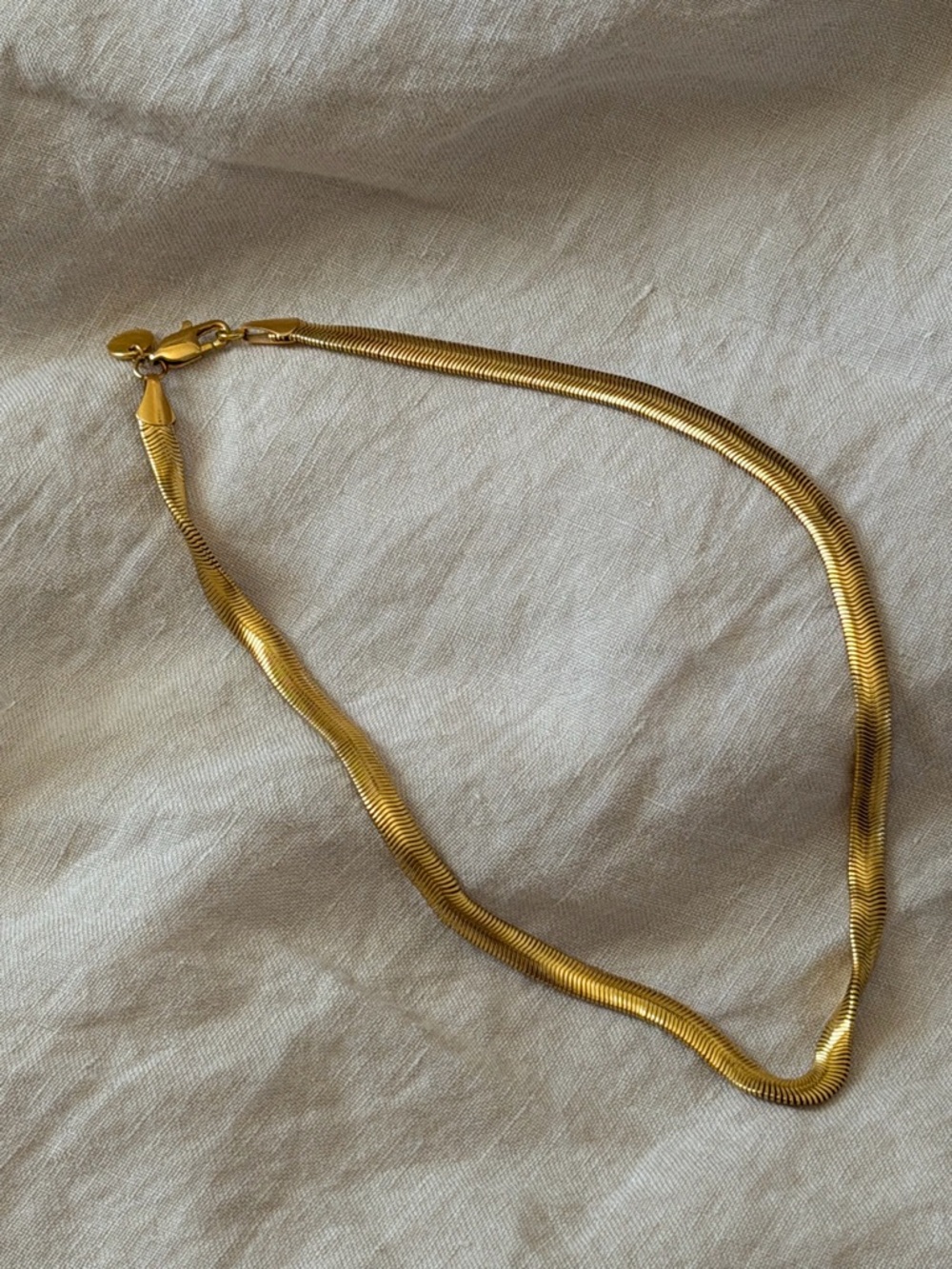 Maison Miru 24k Gold Plated 16” Snake Herringbone Chain - New